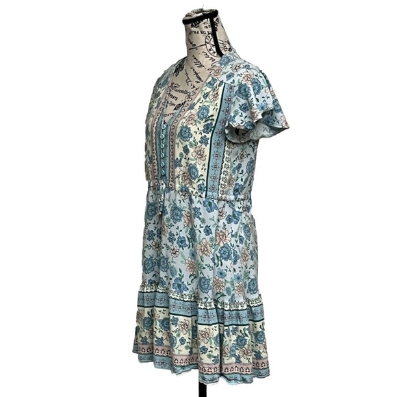 Salty Bright mini dress floral boho Cottegecore Peasent beach 8 Swing Casual - Picture 3 of 10